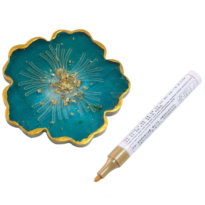 

12 Colors Epoxy Resin Drawing Pen Gold Leafing Marker Metallic Permanent Markers