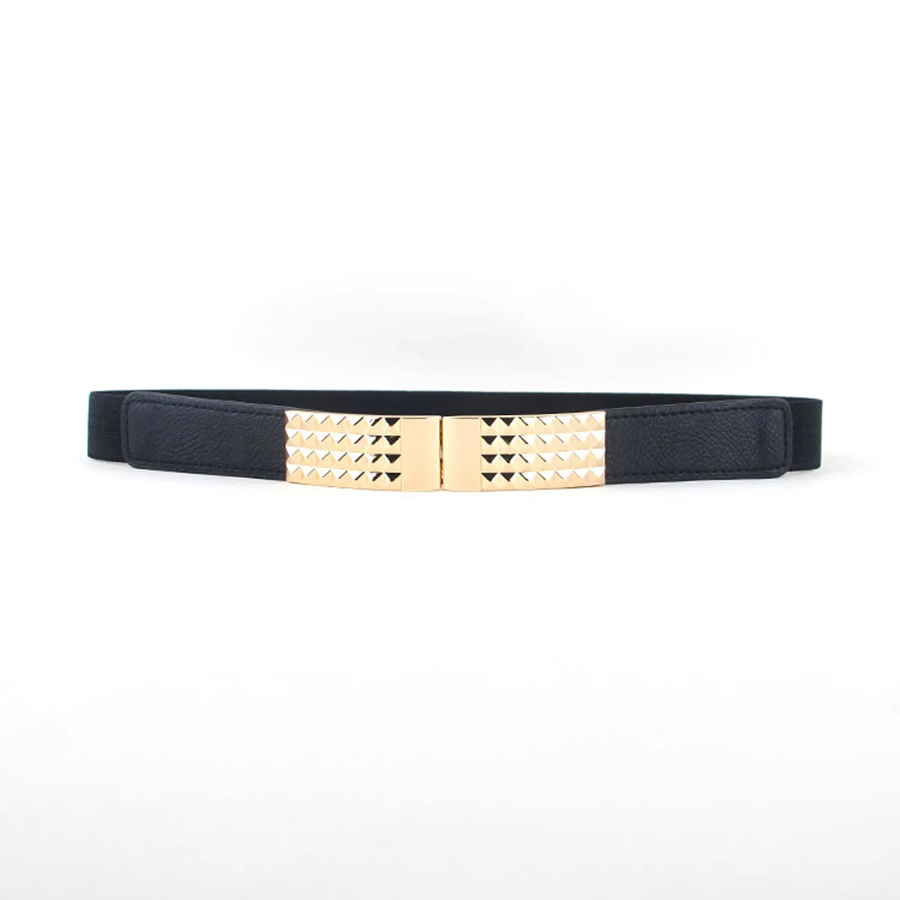 Женская Золотая Пряжка эластичный пояс-стрейч Повседневный женский пояс из