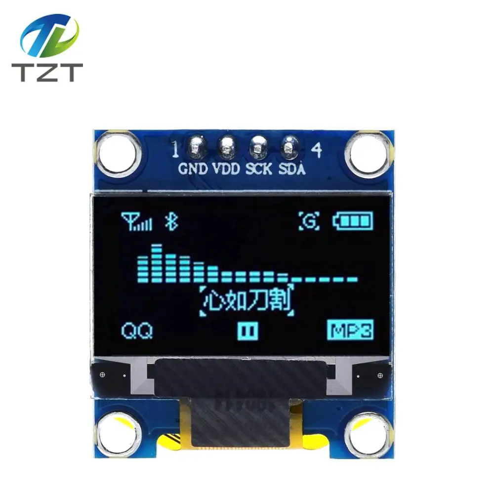 TZT 0.96 inch IIC Serial White OLED Display Module 128X64 I2C SSD1306 12864 LCD Screen Board GND VCC SCL SDA 0.96" for Arduino - Цвет: 0.96 4PIN BLUE