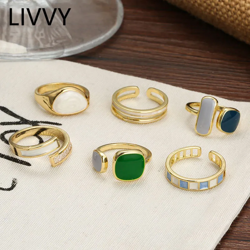 LIVVY корейский оригинальный дизайн простое модное регулируемое кольцо с