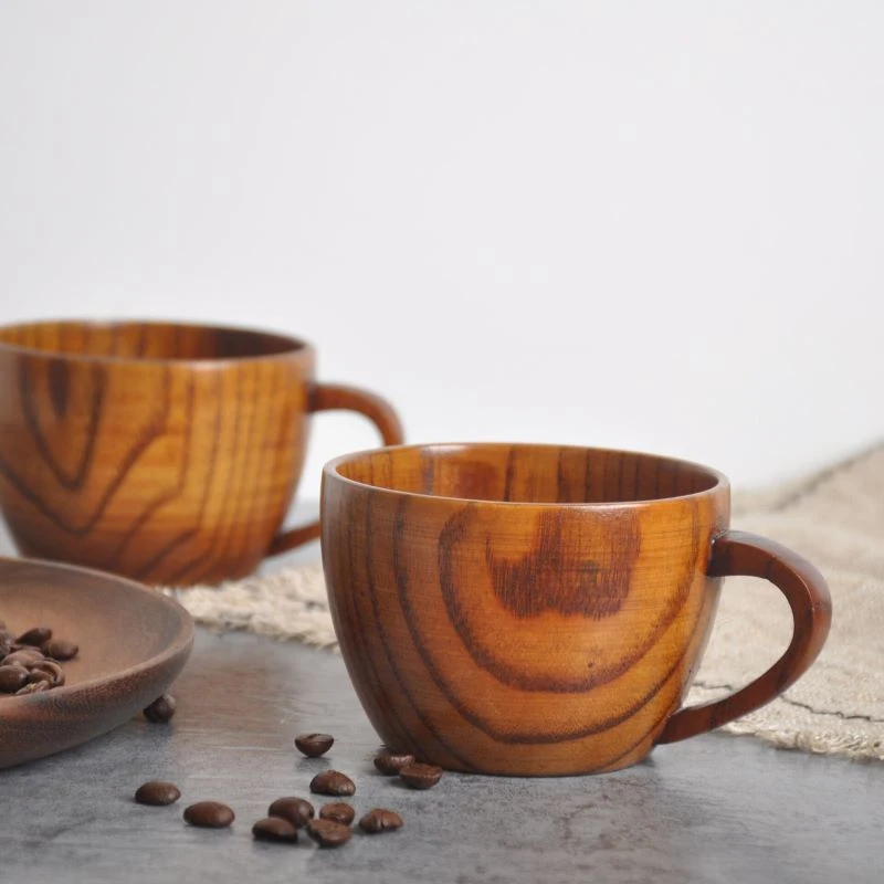 

2pcs 150ML Handmade Natural Solid Wood Tea Cup Wooden Wine Coffee Water Mug Drinking Cup High Quality Coffee Cup Accessories