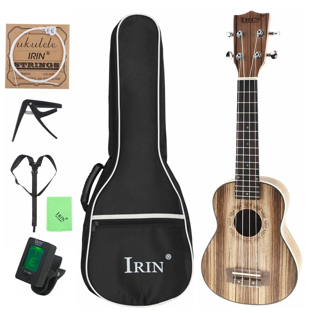 21 Inch Soprano Ukulele Zebra Wood 15 Fret Four Strings Guitar + Bag + Tuner + String + Strap + Cloth with Accessories enlarge