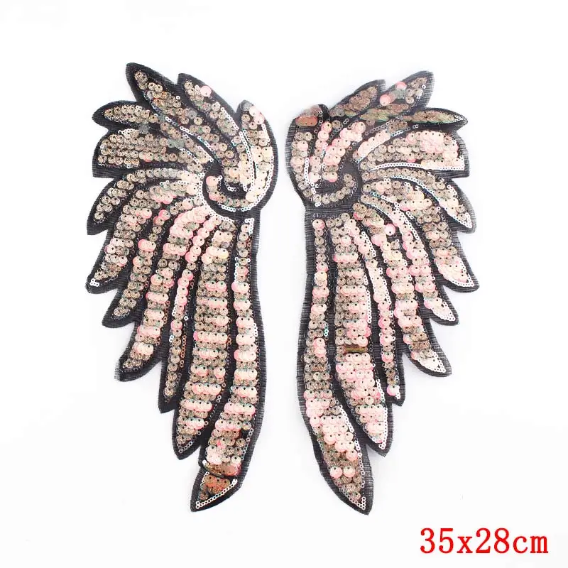 Sequin Patch Appliqued wings Fashion Cute Fabric Badge Jacket Dress Apparel Garment Stripes Sew On Patches For Clothes | Дом и сад