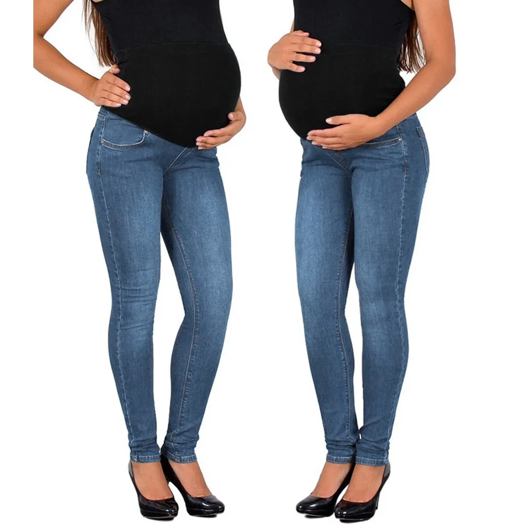 Женские джинсовые брюки для беременных с высокой талией леггинсы