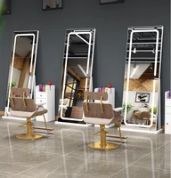 solid wood simple online celebrity barber mirror landing wall double sided mirror led lighting mirror beauty salon dedicated