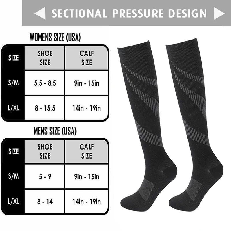 

Running Compression Socks Women Racing Pressure Run Compress Long Nylon Multi Color Men Knee High Sport Stockings W1