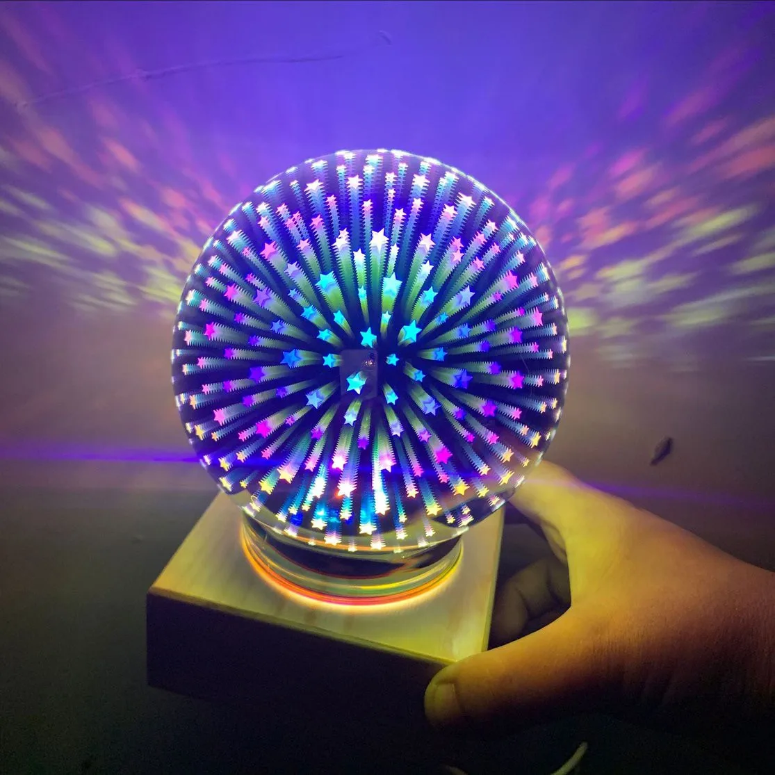 

3D Colorful Crystal Ball Crystal Night Light USB Plug-in LED Table Lamp