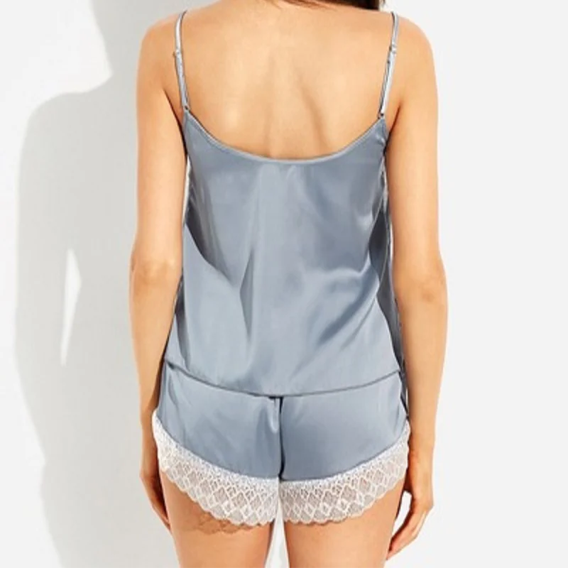 

Women Pajama Sets Sexy-Lingerie Sleepwear Satin Silk Babydoll Lace Up Nightwear Pajamas Set