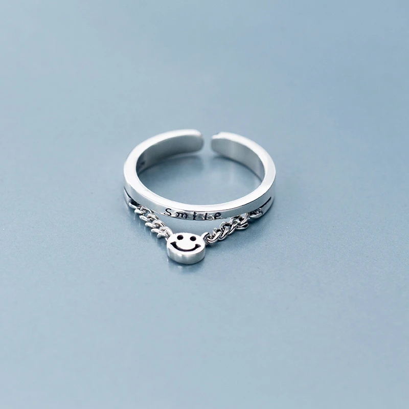 Женское кольцо в форме улыбки 925 пробы регулируемое на палец для