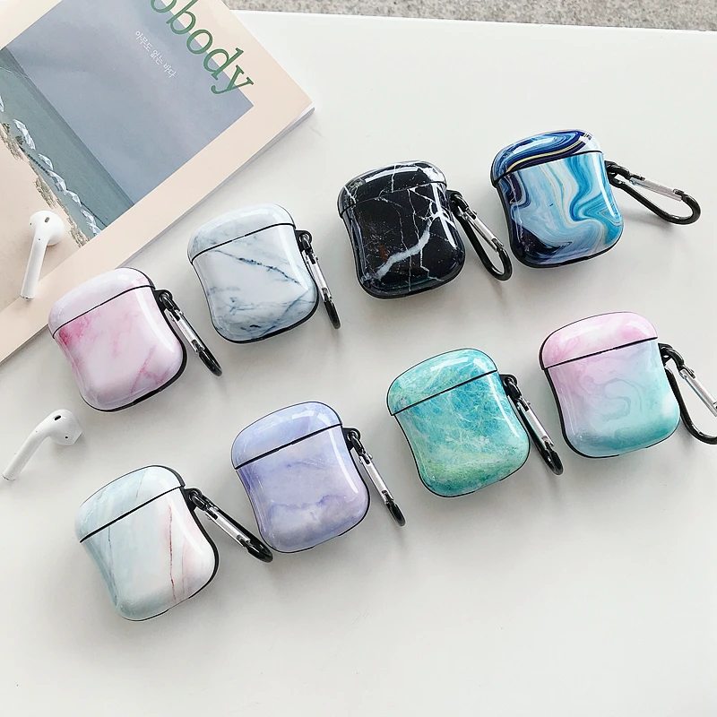 Новый чехол с мраморным рисунком для Airpods 2/1 роскошный силиконовый защитный Bluetooth
