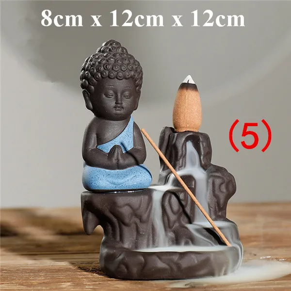 Little Monk Blue 5 24 вида креативный держатель для благовоний керамический обратный поток водопад дымовая курильница домашний декор Teaho использование - Цвет: Little Monk Blue 5