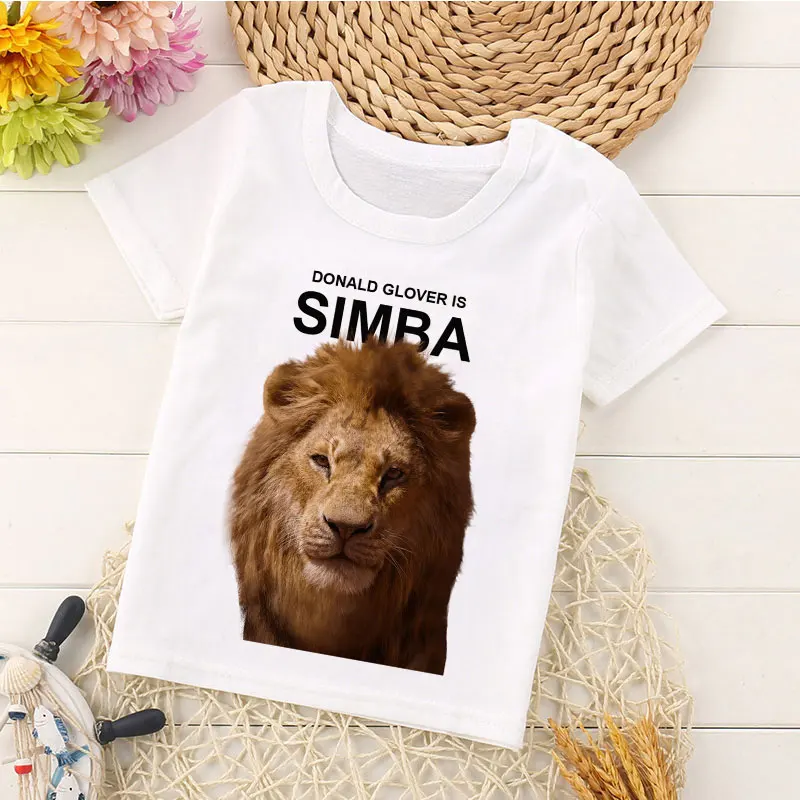 

2019 Summer Handsome Girls T-shirt Lovely Funny Lion Pattern Tshirt Boys Cool Short Sleeve Tops Fashion Children Clothes 0-neck