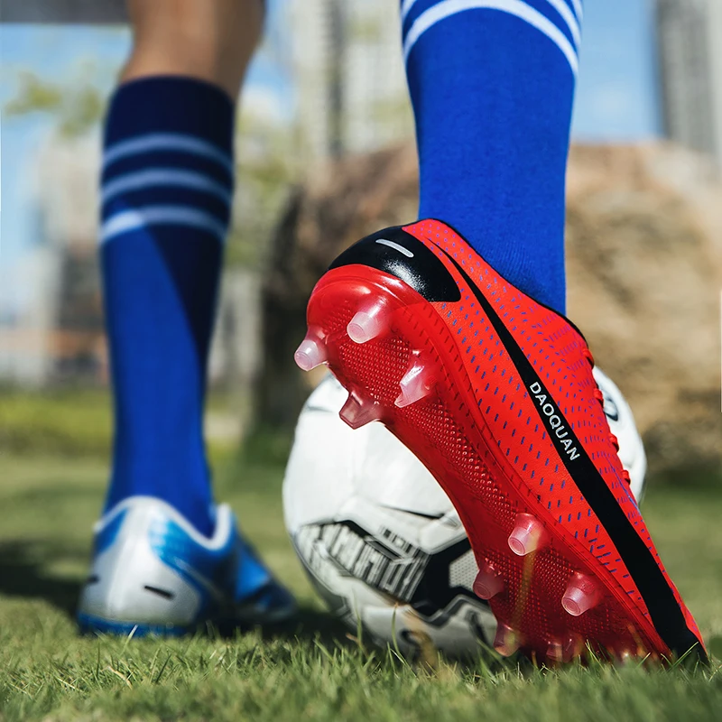 New Blue Red Men's Cheap Soccer Shoes Kids Boy Girls Football Shoes Sneakers Turf Futsal Shoes Men Non-Slip AG/TF Soccer Cleats