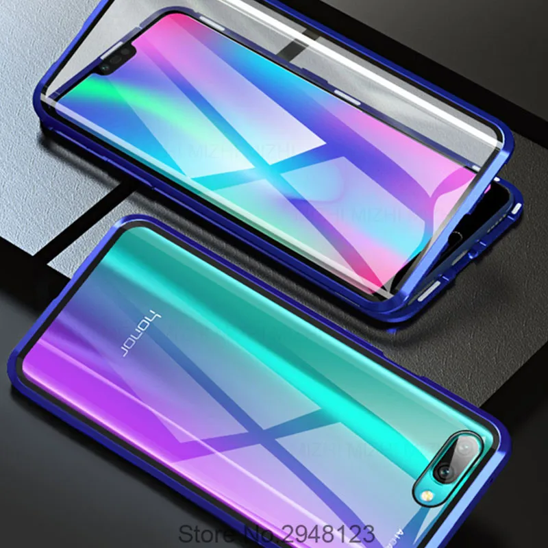 Магнитный чехол для huawei honor 10 облегченное закаленное стекло Двусторонняя крышка на huwei honor 10 light honer 10 lite флип-чехол