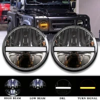 for lada 4x4 urban niva 7inch led drl headlights with amber turn signal headlamps replacement for jeep wrangler lamp