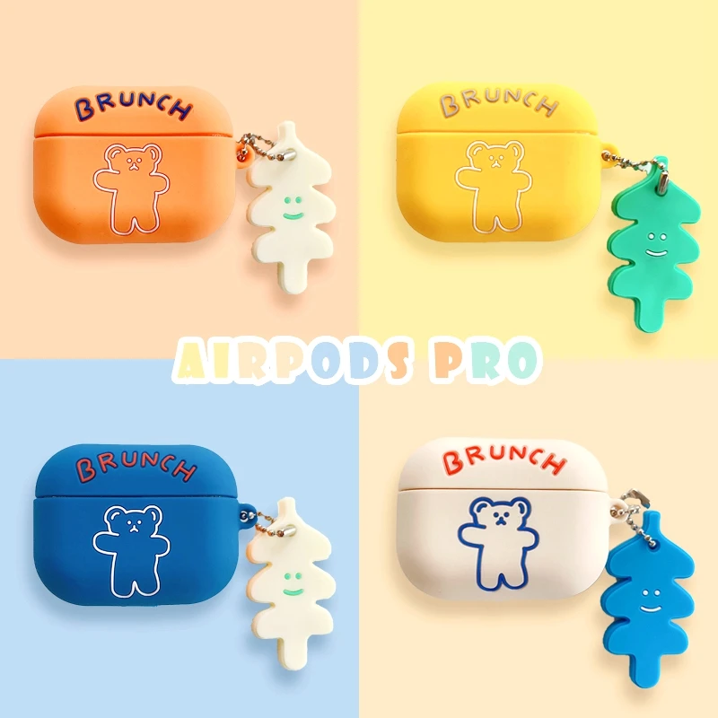 Для Airpods 1 2 3 чехол для наушников милый мультяшный медведь силиконовый мягкий Earpods