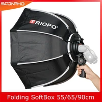 triopo ks55cm 65cm 90cm foldable octagon softbox bracket mount soft box handle for godox yongnuo speedlite flash light