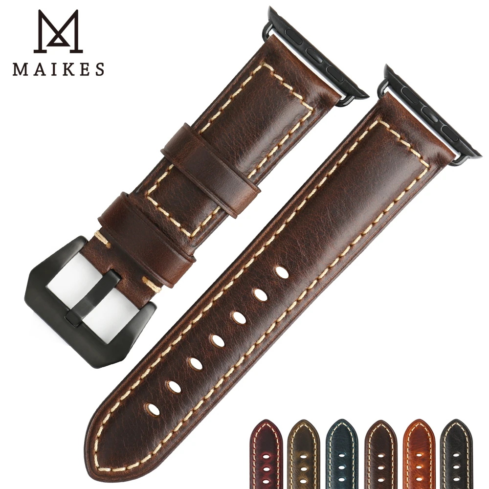 

MAIKES High Quality Watch Accessories 6 Color Leather Watchband for Apple Watch Band & Apple Watch Strap 38mm 42mm Series 1 - 3