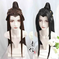 men ancient hanfu wigs men chinese hanfu wigs headgear anime cosplay accessories hanfu brown black long straight wigs for men