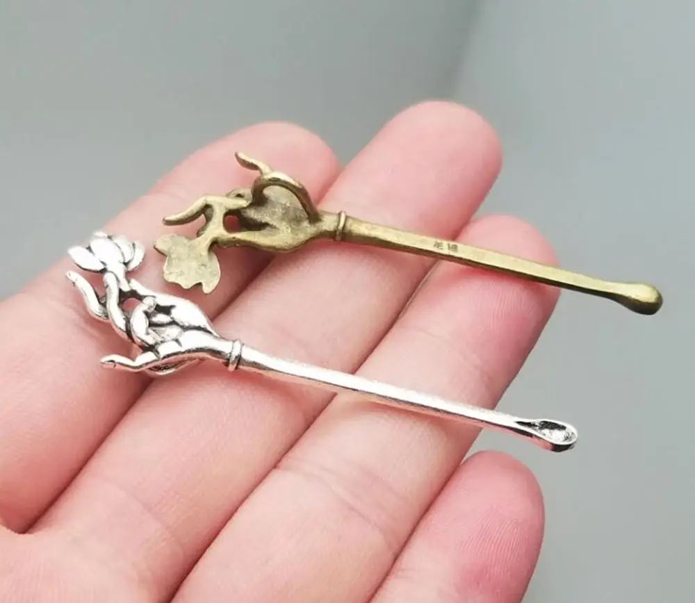 50 шт./партия 59x20 мм античный серебряный Бронзовый кулон ложка для ушей