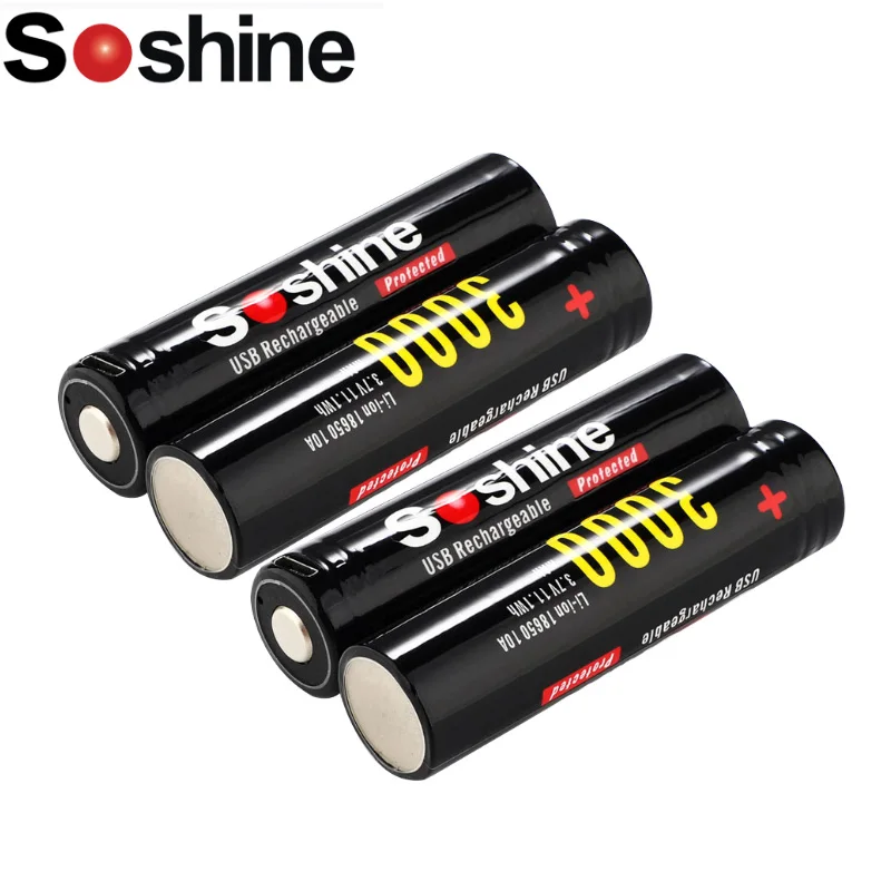 Soshine 16850 USB высокая мощность 3 7 В 3000 мАч литиевая зарядка разъем|Перезаряжаемые