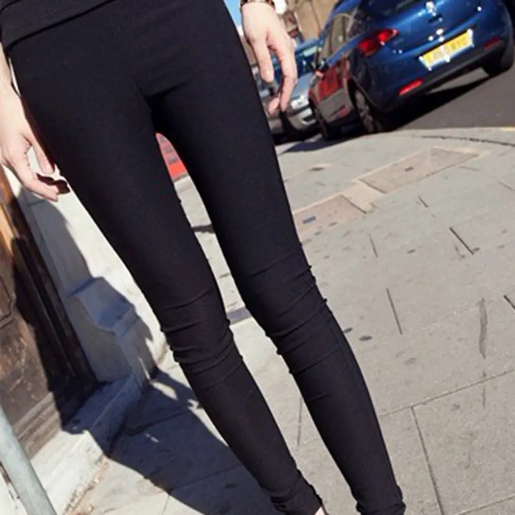 

Women's Fashion Pencil Pants Slim-fit Trousers High-rise Waist Polyester Pants All-match Solid Color Stretch Pants