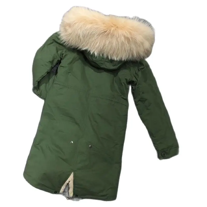 Длинная парка цвета хаки 2017 женская одежда для вечеринок теплая меховая куртка