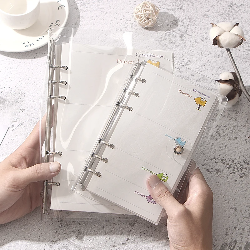 

A5 A6 Loose-leaf Notepad Case Cover Transparent Shiny Replaces Notebook 6 Holes Inner Pages Paper Shell