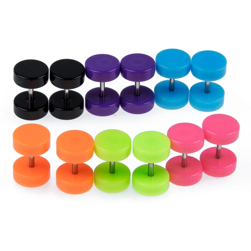 

6 Pair Acrylic Fake Cheater Ear Stud Plug Earrings Piercing