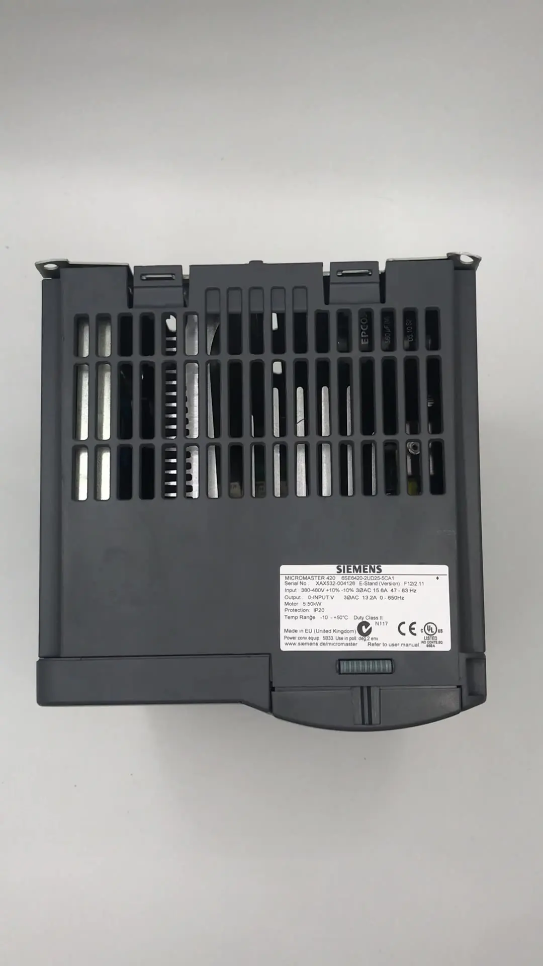 

Siemens MICROMASTER 420 5.5KW Inverter 6SE6420-2UD25-5CA1