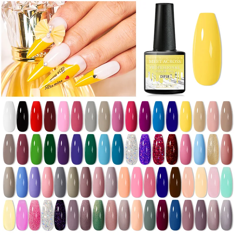 

6pcs/set Pure Glitter Color Gel Polish Set Kit Semi Permanent Soak Off UV LED Gel Base Gel Matte Top Coat Nail Art Varnish