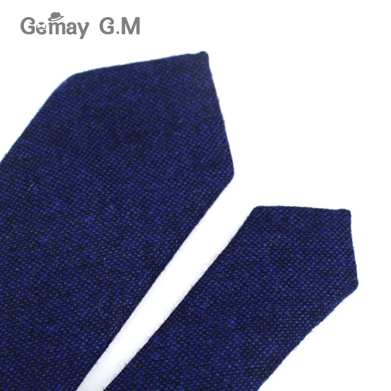 

New Solid Wool Ties For Men High Quality Brand Narrow Slim Suits Neckties Blue 6cm Mens Neck Tie for Wedding Cravats