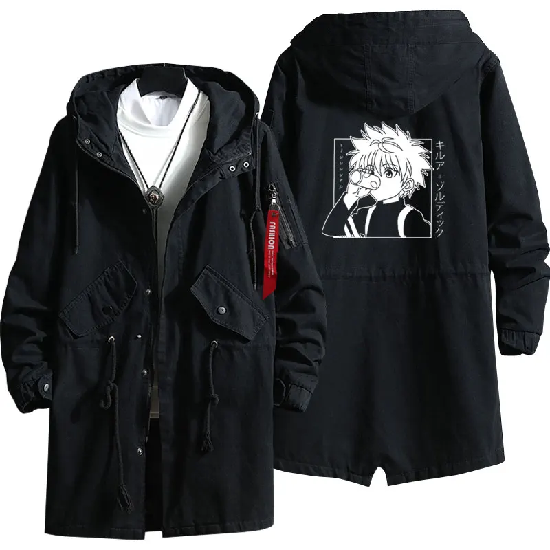 

New Killua Zoldyck Hoodie Anime GON FREECSS Cosplay Trench Coat Men Fashion Fall Winter Cotton Zipper Overcoat Jacket