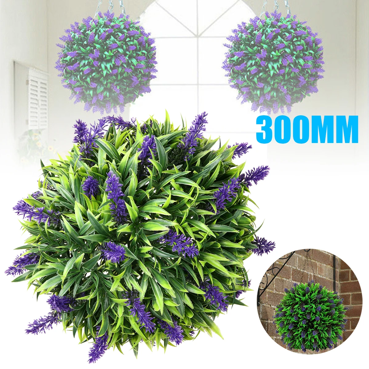 

30cm Green Grass Ball Plastic Lavender Plant Ornament Artificial Hanging Flower Ball for Party Garden Wedding Decor