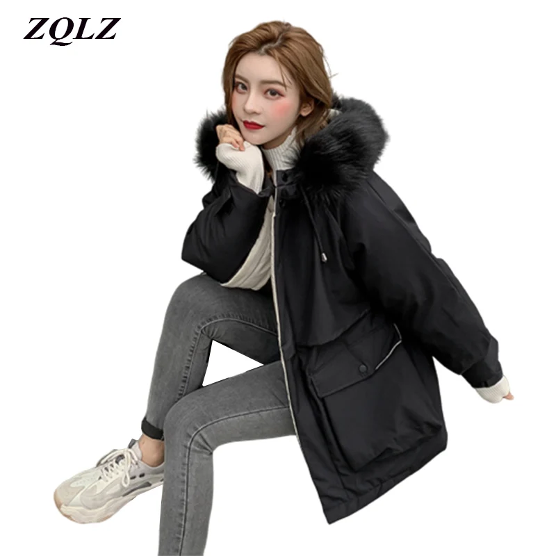 Женская куртка с капюшоном donna черная теплая хлопковая парка искусственным мехом
