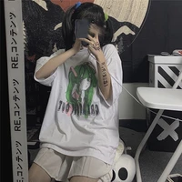 oversize t shirt female summer harajuku streetwear gothic harajuku lovely cartoon girl printing loose bf short sleeve top