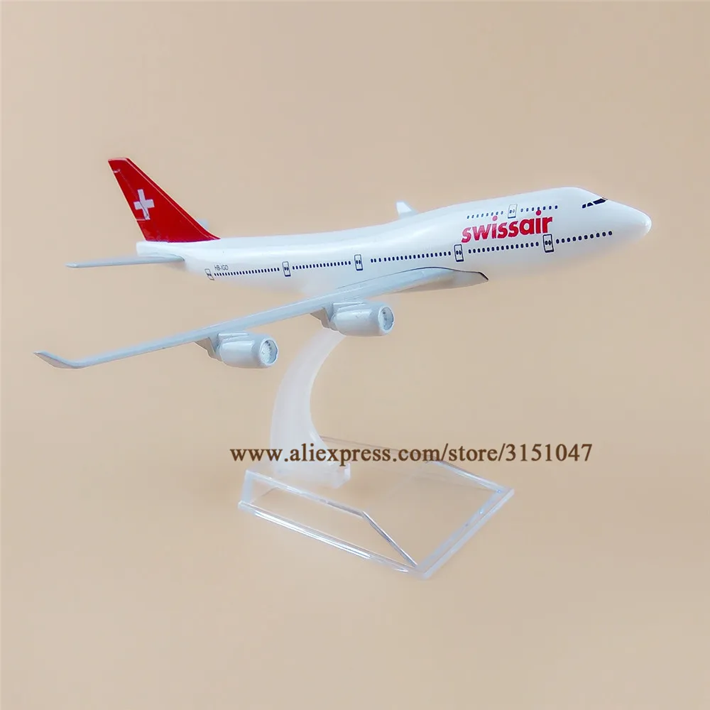 Модель самолета из металлического сплава в форме авиакомпании Swiss Air 16 см модель