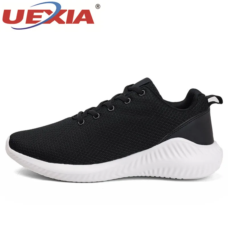 black white 0523 UEXIA/кроссовки; Повседневная обувь; Мужская прогулочная Обувь На Шнуровке; сезон весна-осень; модная дышащая удобная мужская обувь; zapatos hombre - Цвет: black white 0523