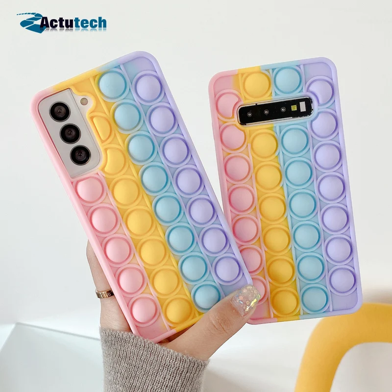 

Actutech Relive Stress Phone Case For Samsung Galaxy S9 S10 S20 S21 Plus A50 A71 Note 9 A50 A70 Push Bubble Soft Silicone Case