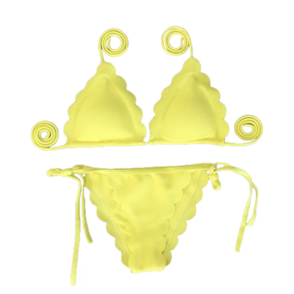 

Bikini Push up 2020 Sexy Women Swimsuit Solid Color Plus Size Swimwear Female Bandage Biquini Bathing suit Women #W