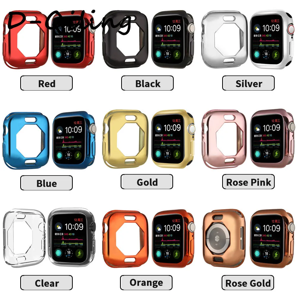 

Watch Cover for Apple Watch Case5 4 3 2 1 40MM 44MM Clear TPU Plating shell Screen Protector for iWatch Screen protector