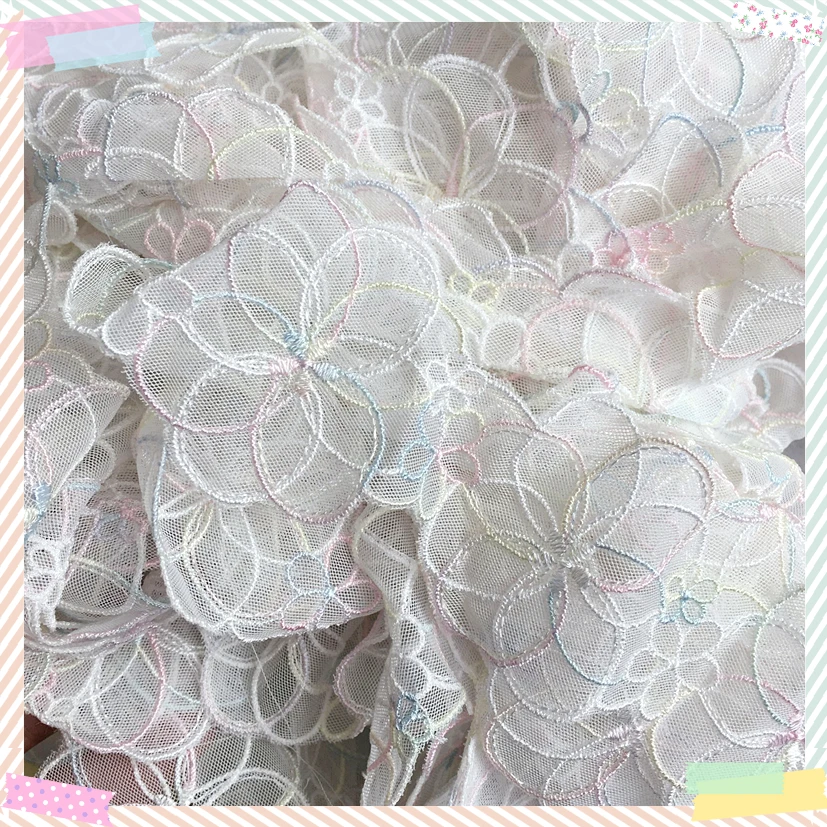 2 ярда 5 см широкая розовая желтая синяя цветная вышитая Цветочная марля