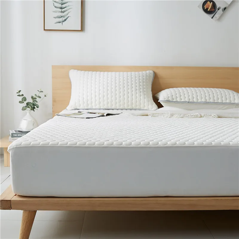 

2020 New Summer Latex Fiber Fitted Sheet Set with Whole Elastic Sheet Set Anti Dust Mite Mattress Cover Solid Bed Mat Cool 3pcs