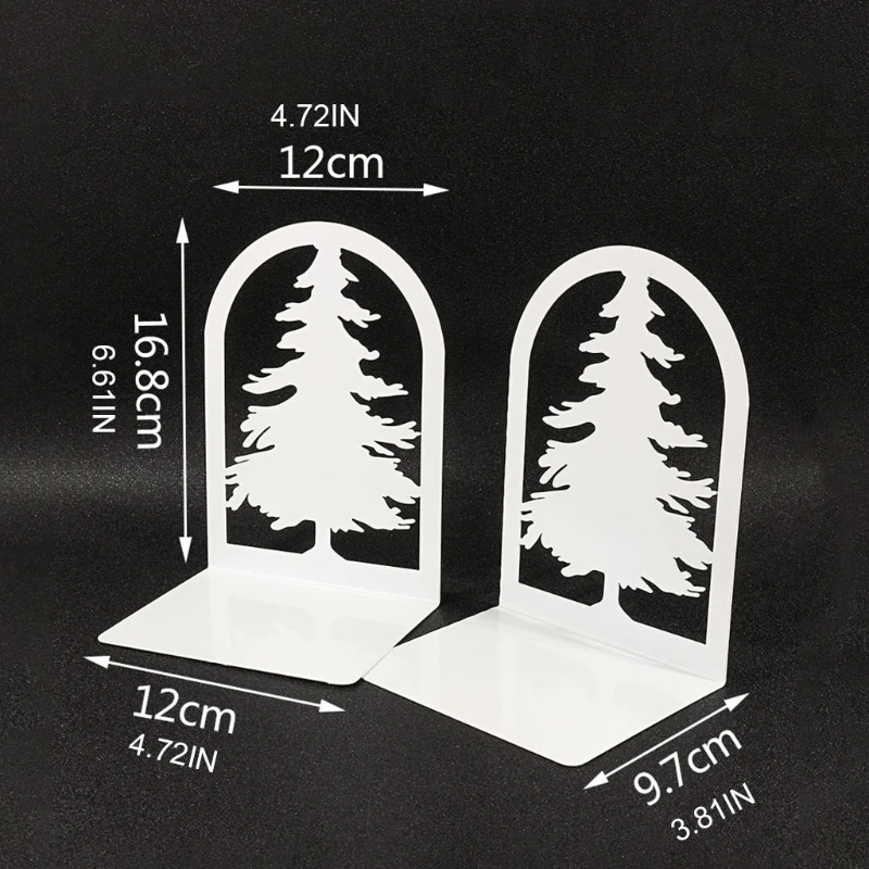 

Hollow Pine Shape Desktop Nonskid Bookends Art Decorative Iron Desk Book End
