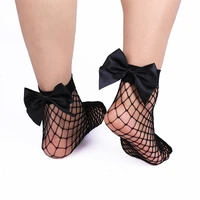 new women sexy sock fashion black mesh short ankle kawaii socks christmas girls fishnet socks with cute bow ladies cute socks
