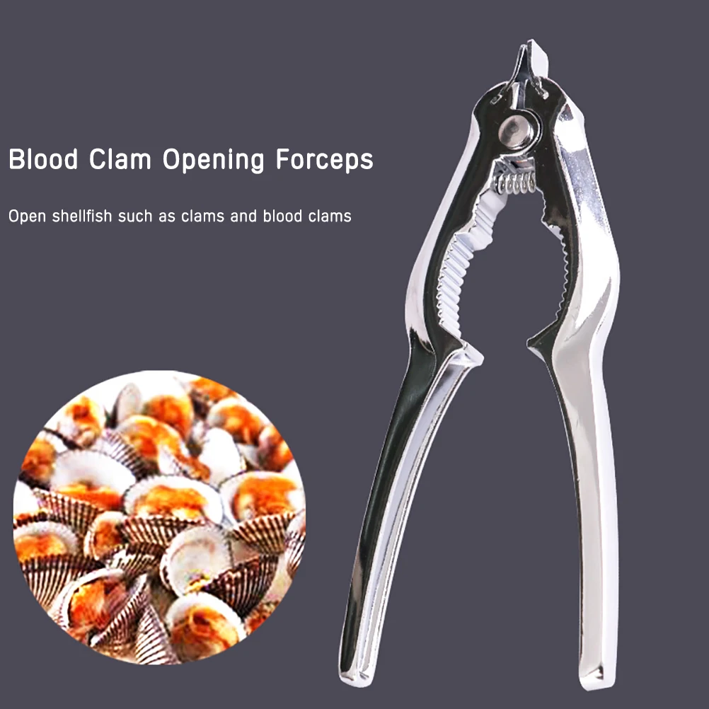 

2 in 1 Crab Clamps Scallop Opener Metal Scallop Shell Opener with Spring Clam Pliers1