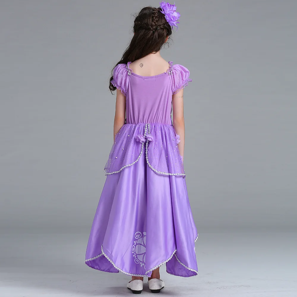 

Popular Wholesale New Summer Girl Dress Princess Purple Cosplay Costume Girls Party Evening Dresses Fashionable Kids Clothing