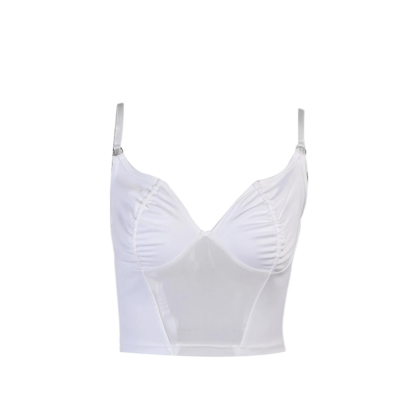 

Women's Spaghetti Strap Camisole, Sleeveless Solid Color Ruched Front Halter Crop Cami Tops