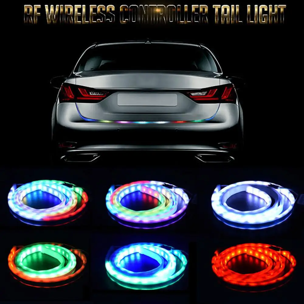 

New Brand 1.2/1.5M Car LED String RGB Tail Box Streamer Marquee Colorful Turn Signal Brake Light with Remote Control