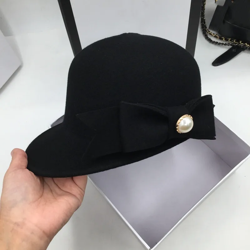 Шерстяная бейсболка с бантом милая Кепка для уменьшения возраста женская модная